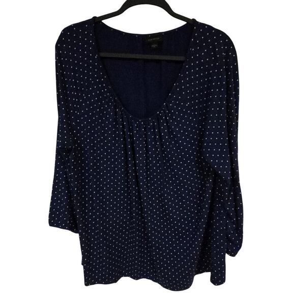 J Jill Wearever Top Womens XL Blue Polka Dot 3/4 Elastic Sleeve Rayon Nautical - Picture 14 of 15